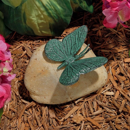 Emerald Verde Butterfly On Rock Statue